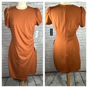 Donna Morgan Carianne Ruched Sheath Dress Cedar Burnt Orange Size 10